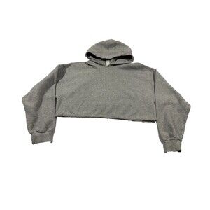 Opening Ceremony Womens Gray Boxy Crop Hoodie Oversized Sweatshirt Cotton Sz M